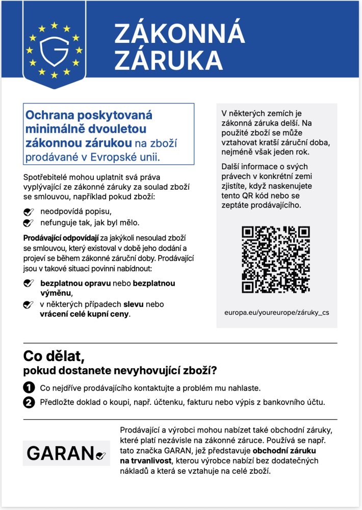 Harmonizované oznámení o záruce EU
